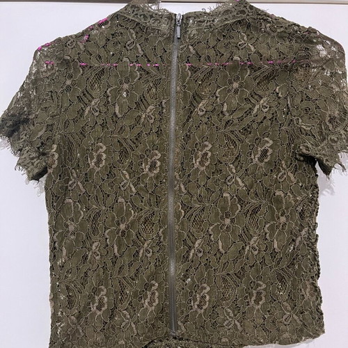 Zara lace top khaki like new with back zipper size S