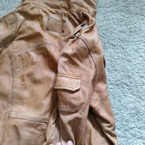 Toi&Moi leather jacket used, tabba color, size medium