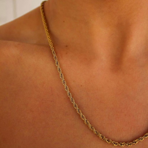 Twisted chain in gold, new, 55cm, durable steel oxidation resistant