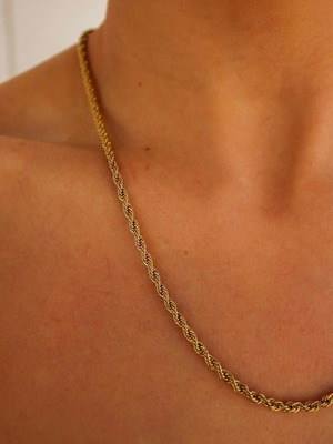 Twisted chain in gold, new, 55cm, durable steel oxidation resistant