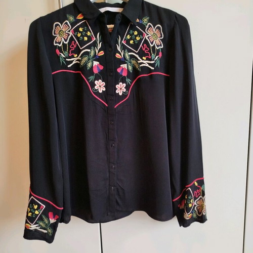 Zara shirt with embroidery like new, size M, black