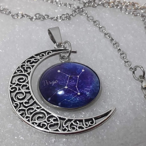 Pendant Virgo Zodiac Half Moon stainless steel like new