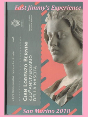 2 Euro Coin in Coin Card Gian Lorenzo Bernini 2018 San Marino new