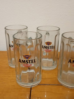 Ποτήρια μπύρας Amstel σαν καινούργια, σετ 8, 4 μεγάλα και 4 κανονικά