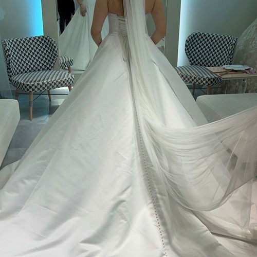 Demetrios wedding dress 2024 collection like new, white satin size 8