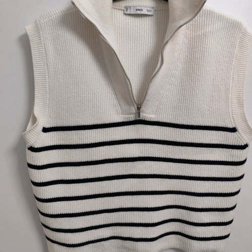 MANGO white vest/sweater with stripes size XL new