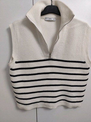 MANGO white vest/sweater with stripes size XL new