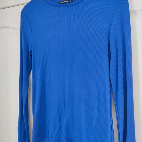 Stradivarius long-sleeve blouse used, blue, size M