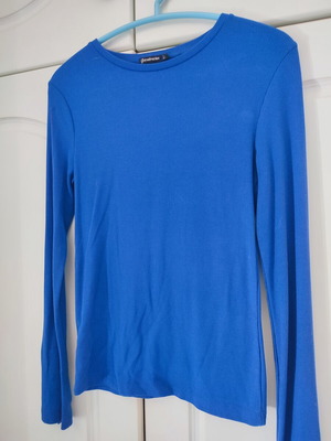 Stradivarius long-sleeve blouse used, blue, size M