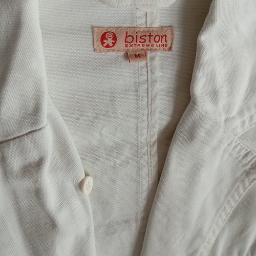 Biston white denim jacket medium with back print like new