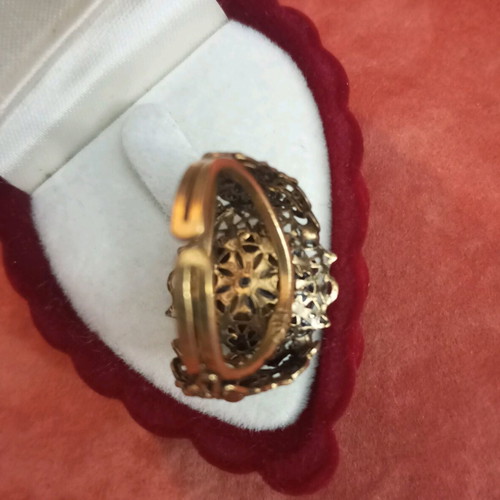 Vintage ring with blue zircon used, bronze