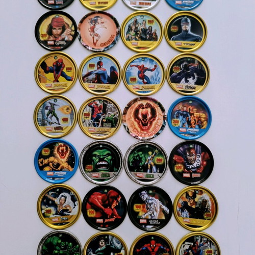 Marvel 28 Vintage Metal Tazos Collection like new