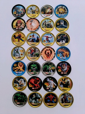 Marvel 28 Vintage Metal Tazos Collection like new