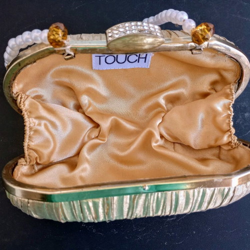 Clutch handbag refurbished, gold color