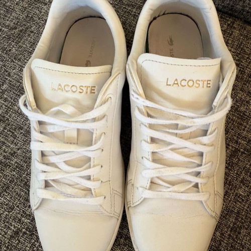 Lacoste sneakers size 38 used, leather, white