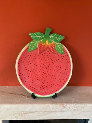 Μεγάλος χειροποίητος ξύλινος δίσκος σερβιρίσματος vintage, σαν καινούργιος