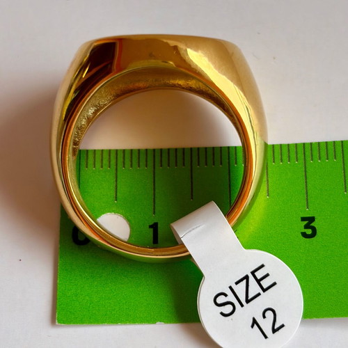 Saint Benedict Gold Signet Ring New, 316L Stainless Steel, US 12