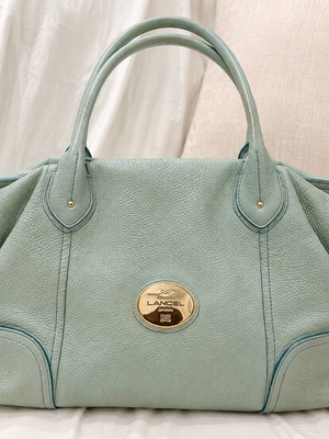 Lancel Paris τσάντα ώμου μεταχειρισμένη, mint green, δερμάτινη
