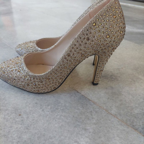 Diamantique high heels size 39 gold with rhinestones new