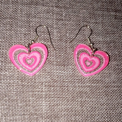 Pink heart earrings like new, unworn