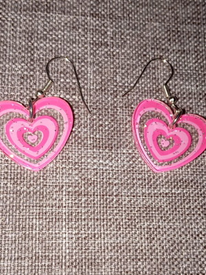 Pink heart earrings like new, unworn