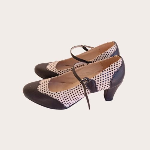 Despina Andrioti Handmade Leather Pumps New, Size 38.5, Black Polka Dot