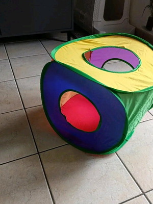 Τετράγωνο τούνελ παιχνιδιού για γάτες καινούργιο, πολύχρωμο rainbow