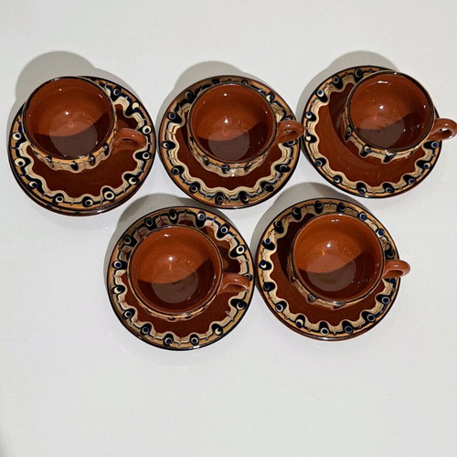 Coffee set ceramic cups and saucers 11 pcs new