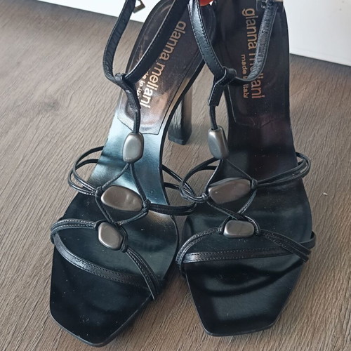 Gianna Meliani Black Leather Sandals Vero Cuoio size 37 like new