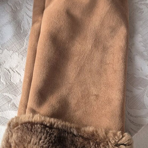 Children's coat new with eco fur camel brown for girls 10-12 years