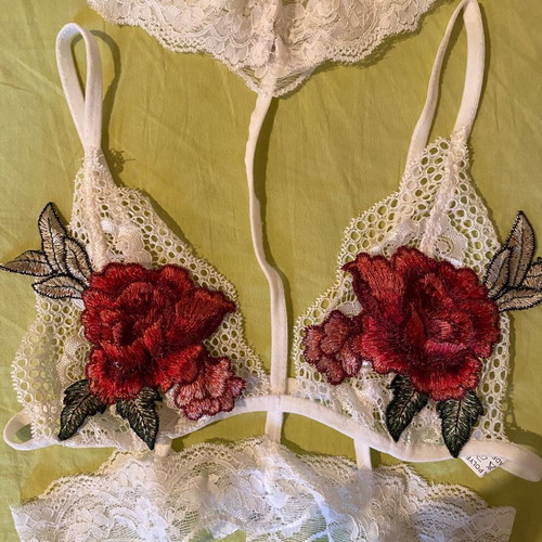 Bralette medium new without tags with rose detail