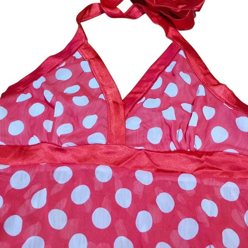 Polka Dot Top Red-White Used with Satin Tie