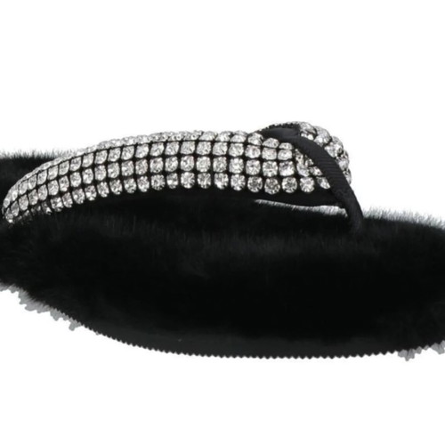 Alexander Wang flip flops new with faux fur and crystals