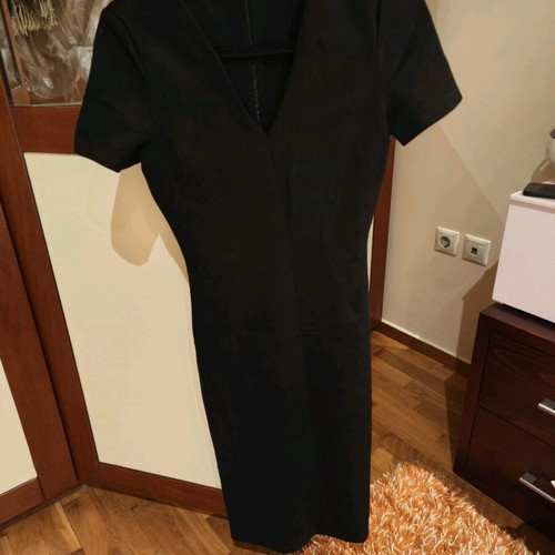 Mango midi velvet tight dress new black