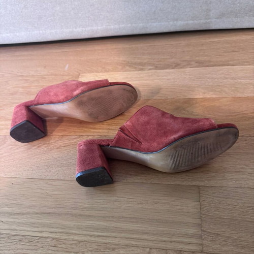 Anonymous Copenhagen suede mules, brick red