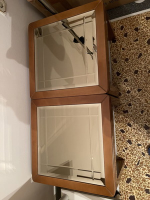 Coffee tables with glass like new, set of two
