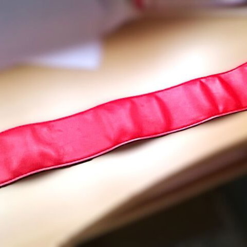 Women's belt used, red wide with adjustable double buckle