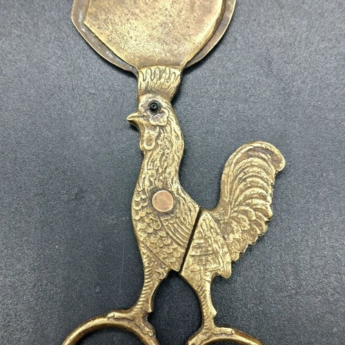 Figural Rooster Bronze Scissors used, premium cigar and egg cutter