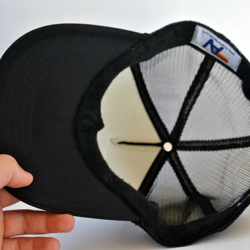 Aviator Nation Smiley Vintage Trucker Hat, black and yellow