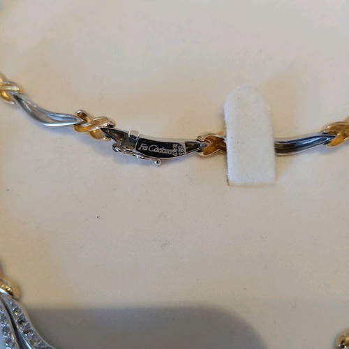 Fa Cad'oro jewelry set like new, gold and white gold with zircon stones