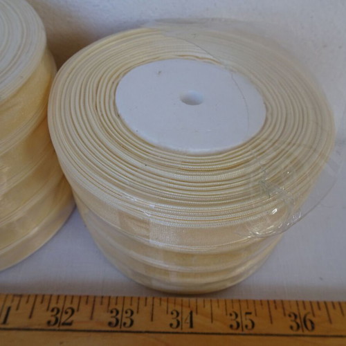 Organza ribbons vintage, like new, pack of 20 rolls 15 mm champagne cream