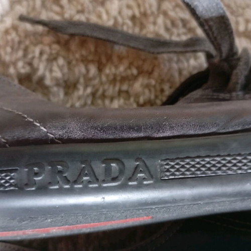 Prada men's sneakers used, size 42, black with grey laces