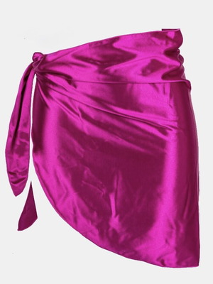 Sarong bikini swimwear cover up magenta satin like Luigi new