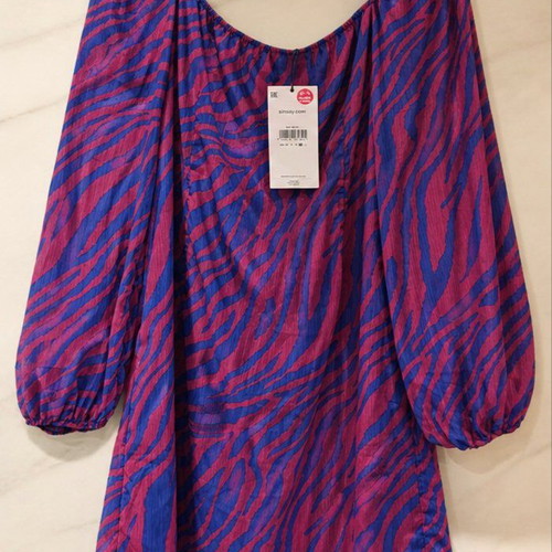 Sinsay dress like new, fuchsia and blue print, medium size