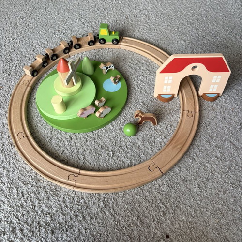 Classic World Wooden Farm Train Set used for 3+ years