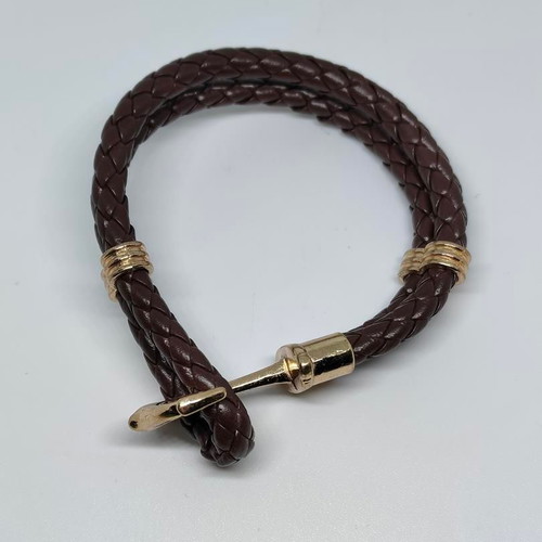 Men's Anchor Bracelet with Braided Leather Like New