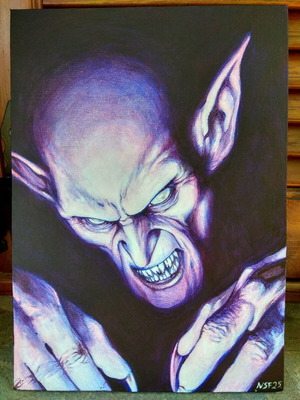 Nosferatu Portrait Acrylic Painting on Linen Canvas