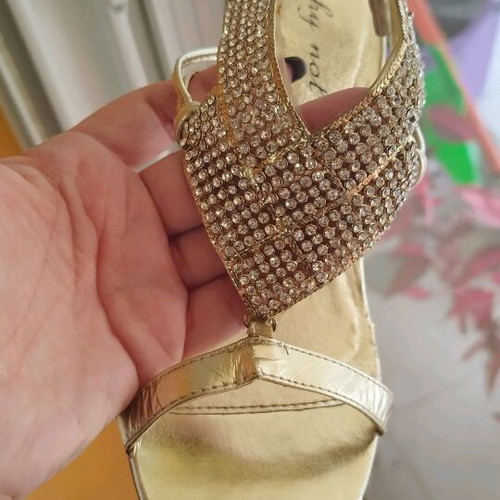 Chic gold sandals with stones size 36 used