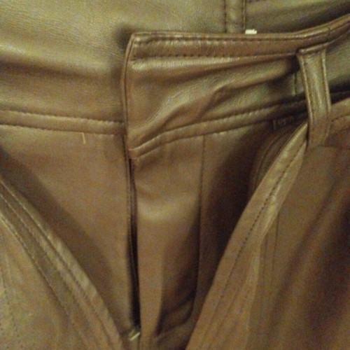 High-waisted BSB faux leather pants brown like new