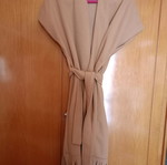 Women's outerwear like new with fringes and belt, beige brown
